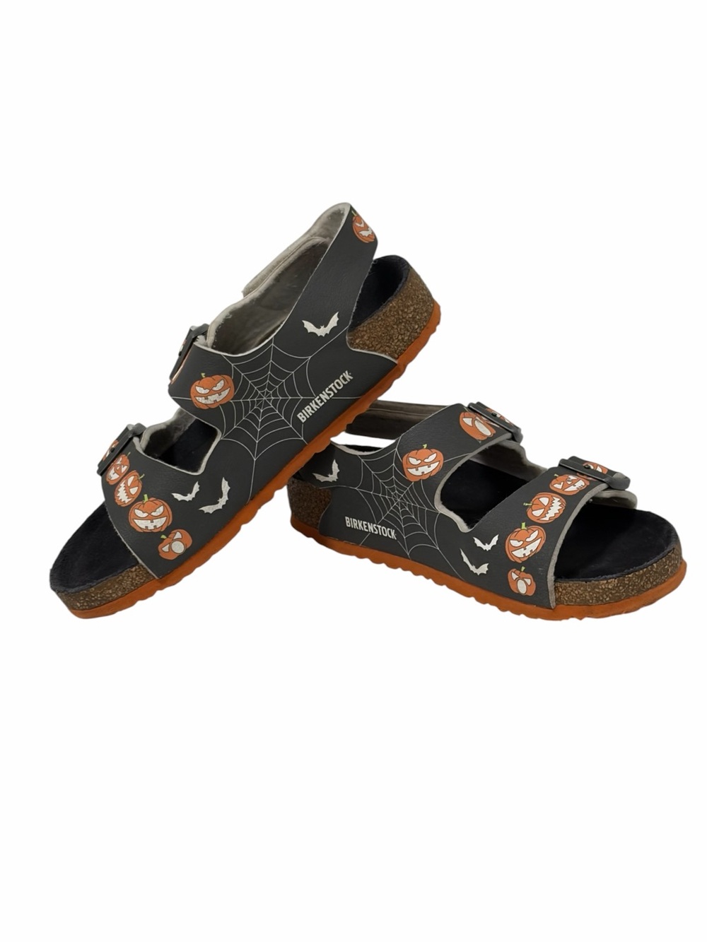 Birkenstock Kids GLOW IN THE DARK Pumpkin Print Halloween Sandals - 3/3.5